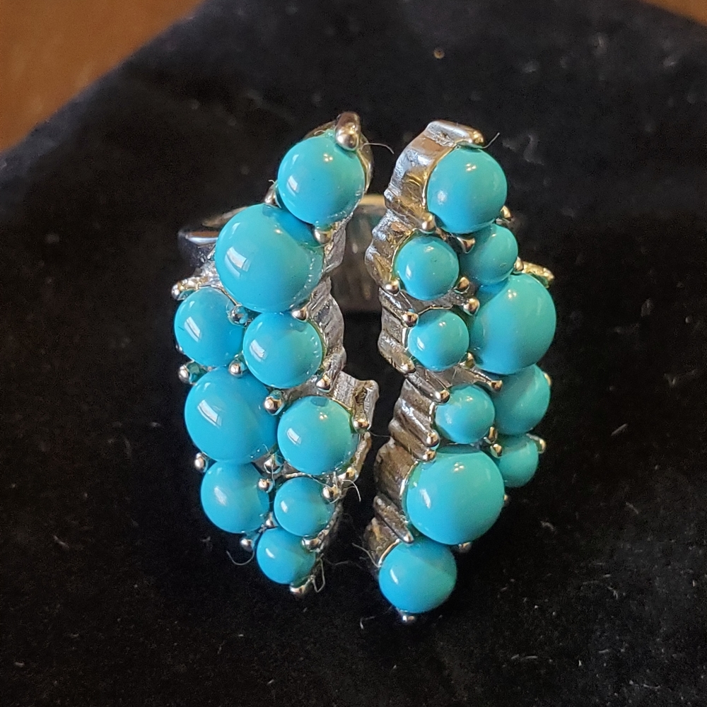 Sonoran Silver & Turquoise Open Band Cluster Ring